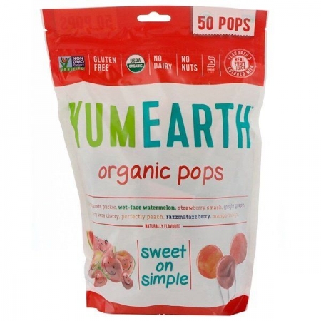 Льодяники з різними фруктовими смаками, Pops, YumEarth, органік, 50 шт, 349 г Льодяники з різними фруктовими смаками, Pops, YumEarth, органік, 50 шт, 349 г
