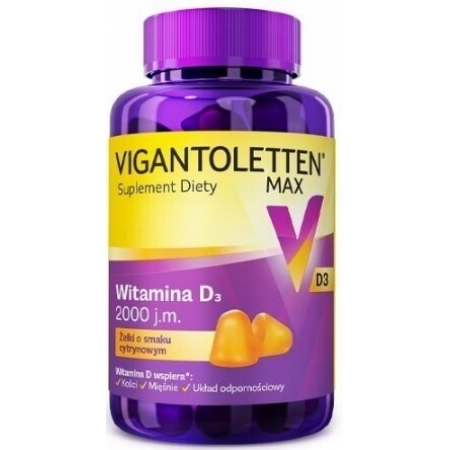 Vigantoletten Max, Вітамін Д3 2000, желейки з лимоном, 60 шт