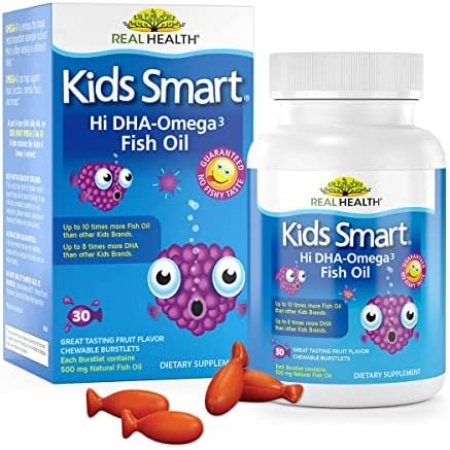 Bioglan Kids Smart Hi DHA-Omega 3 Fish Oil, риб’ячий жир із високим вмістом ДГК та омега-3, зі смаком фруктів, 30 жувальних таблеток