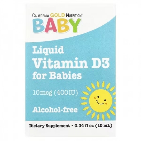 California Gold Nutrition, вітамін D3 в краплях для дітей, 400 МО, 10 мл
