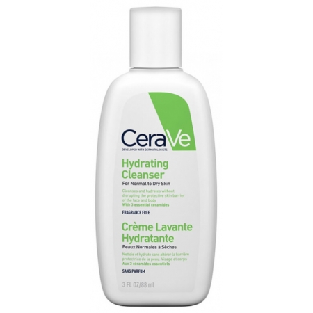 CeraVe Зволожуючий крем-гель для очищення з церамідами для нормальної та сухої шкіри обличчя та тіла 88 мл