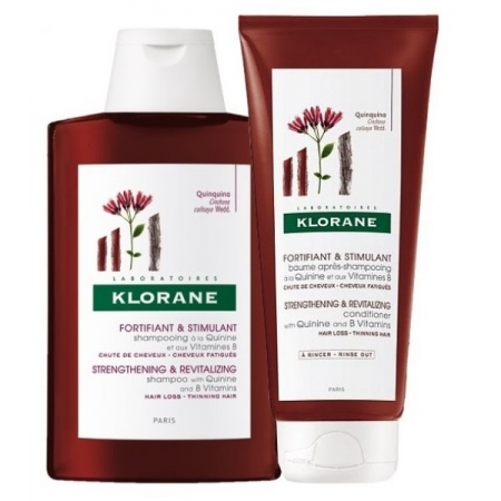 Набір шампунь з екстрактом хініну та вітамінами В 400мл + Бальзам Klorane з хініном проти випадіння волосся 200мл