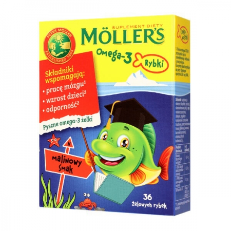 Tran Mollers Omega-3 рибки, зі смаком малини, 36 шт