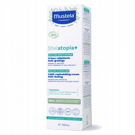 Крем-емолент Mustela Stelatopia для сухої, схильної до атопії шкіри 150мл Крем-емолент Mustela Stelatopia для сухої, схильної до атопії шкіри 150мл