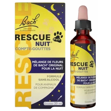 Rescue Bach Pets Compte‑Gouttes Nuit 20 ml – краплі спокою для нічного відпочинку тварин