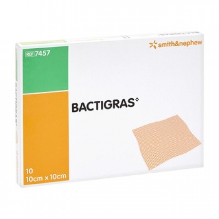 BACTIGRAS 10x10 см, 10 шт – парафінова пов’язка  антисептичний перев’язувальний матеріал