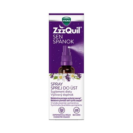Vicks ZzzQuil spray  з мелатоніном – дієтична добавка у формі спрею з приємним ароматом лаванди та апельсина 
